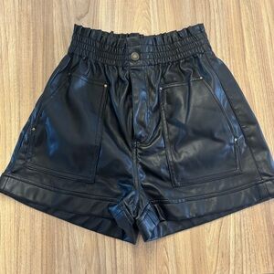Zara High Waist Black Leather Shorts
